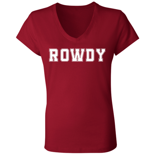 Rowdy Ladies' Red Jersey V-Neck T-Shirt