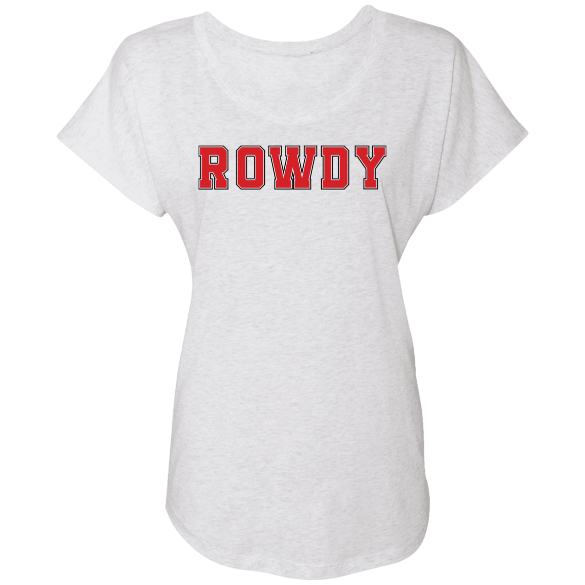 Rowdy Ladies' White Triblend Dolman Sleeve T-Shirt