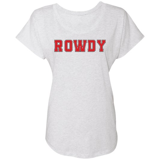 Rowdy Ladies' White Triblend Dolman Sleeve T-Shirt