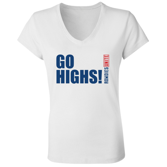 Go Highs Ladies' White Jersey V-Neck T-Shirt