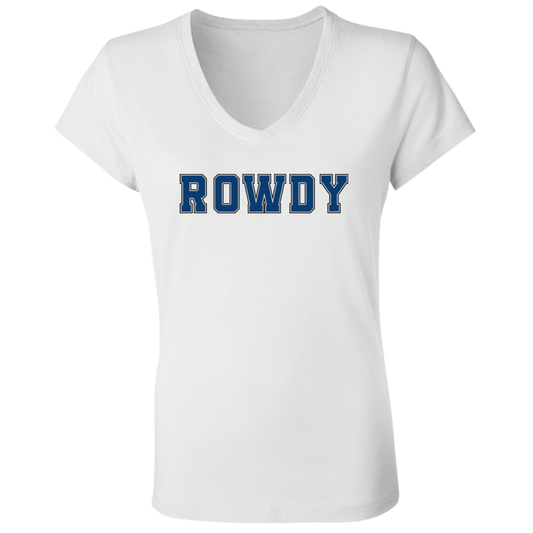 Rowdy Ladies' White Jersey V-Neck T-Shirt