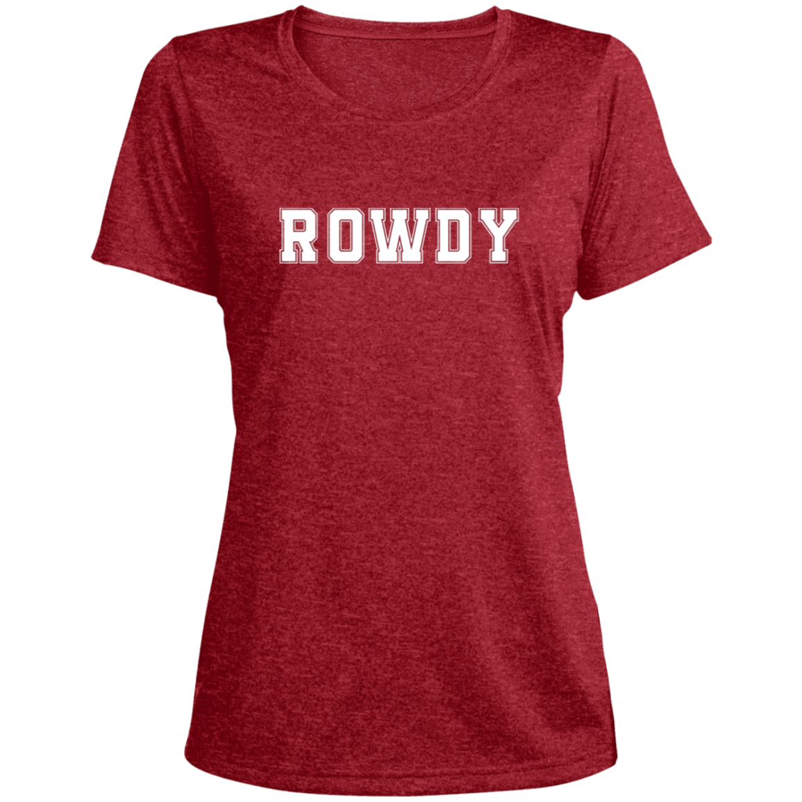 Rowdy Ladies' Red Heather Scoop Neck Performance Tee