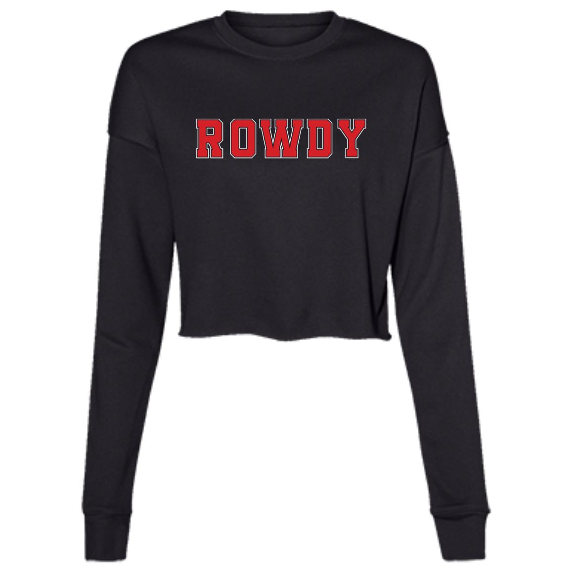 Rowdy Ladies' Black Cropped Fleece Crew