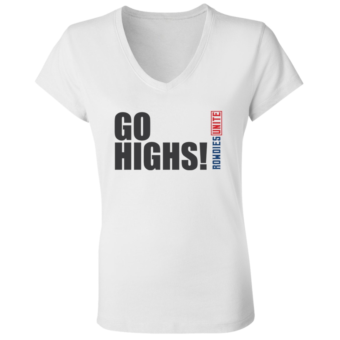 Go Highs Ladies' White Jersey V-Neck T-Shirt